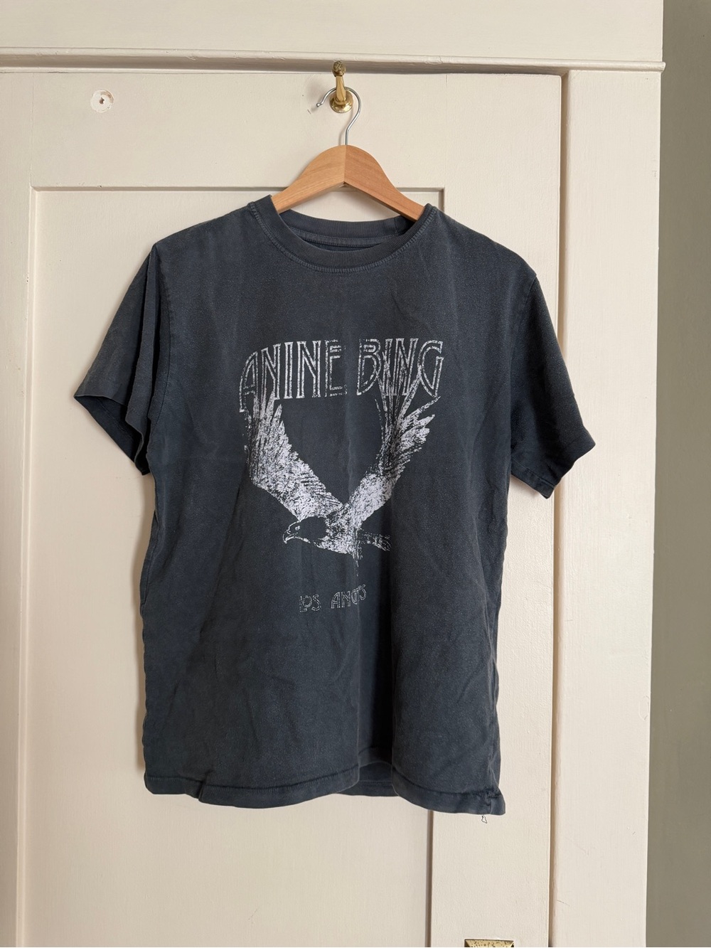 Anine Bing Charcoal Vintage Eagle Logo Tee - Picture 2 of 3